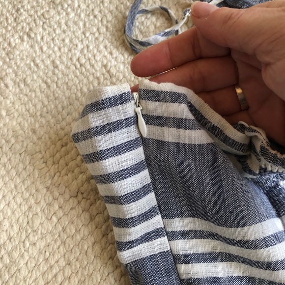Denim Chambray and White Striped Strappy Sun Dress - Picture 5 of 6